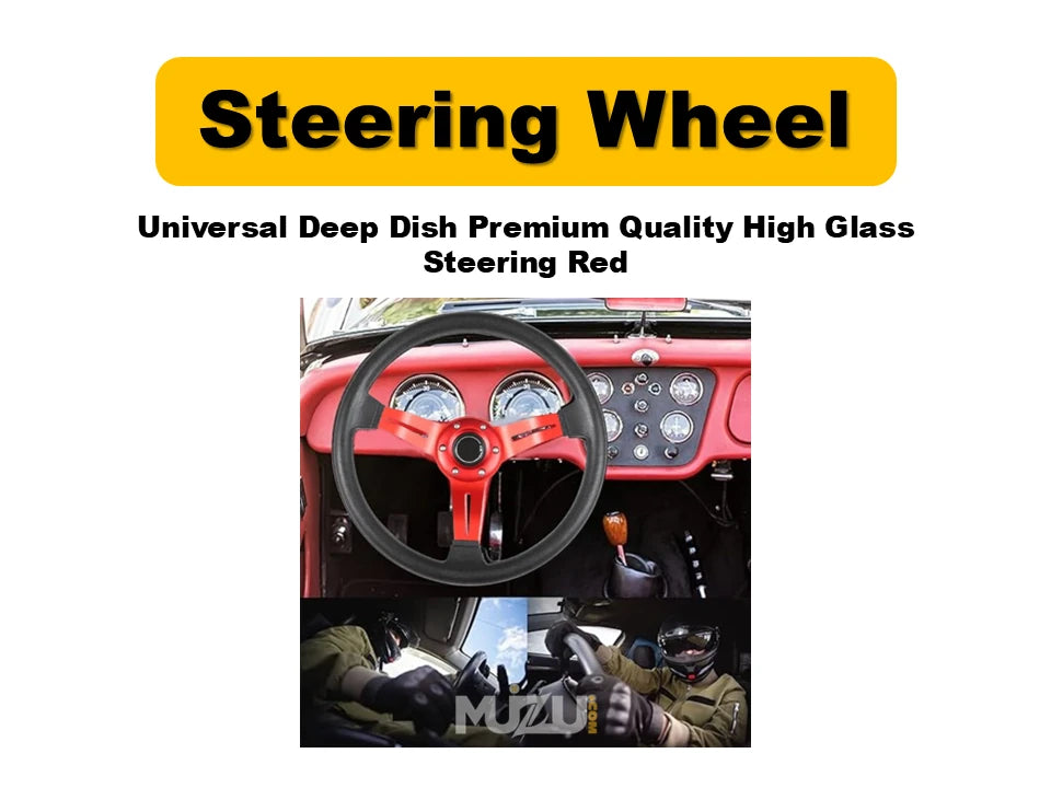 Universal Deep Dish Steering Wheel – Premium High Gloss Red Finish