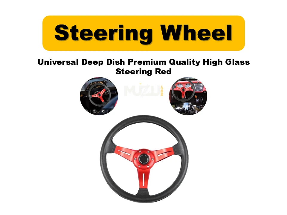 Universal Deep Dish Steering Wheel – Premium High Gloss Red Finish