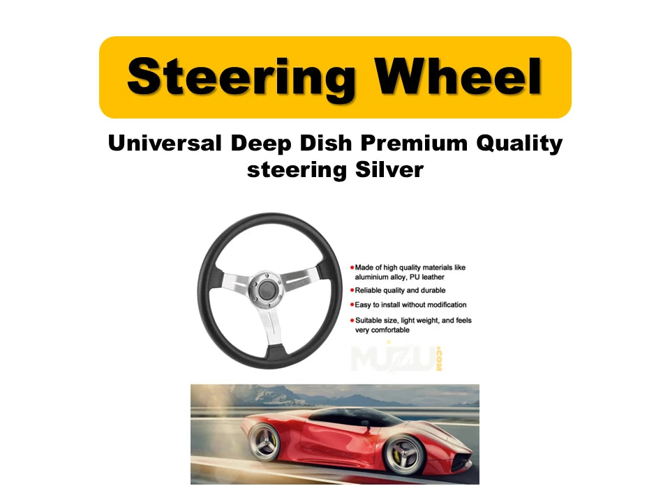 Universal Deep Dish Steering Wheel – Premium High Gloss Red Finish