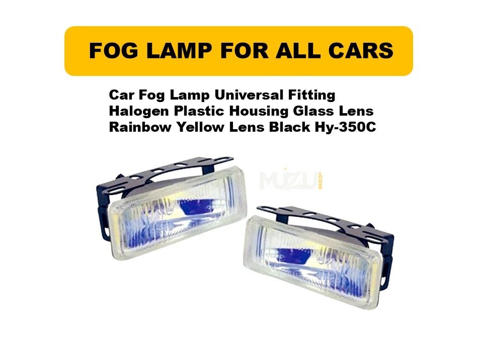 Universal Halogen Fog Lamps – HY-350C Clear Glass Lens Black