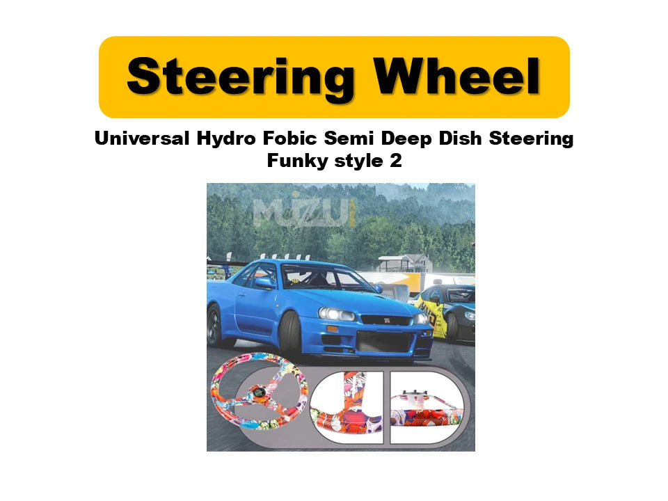 Universal Hydro Fobic Semi Deep Dish Steering Wheel – Funky Style 2, Sporty & Stylish Design