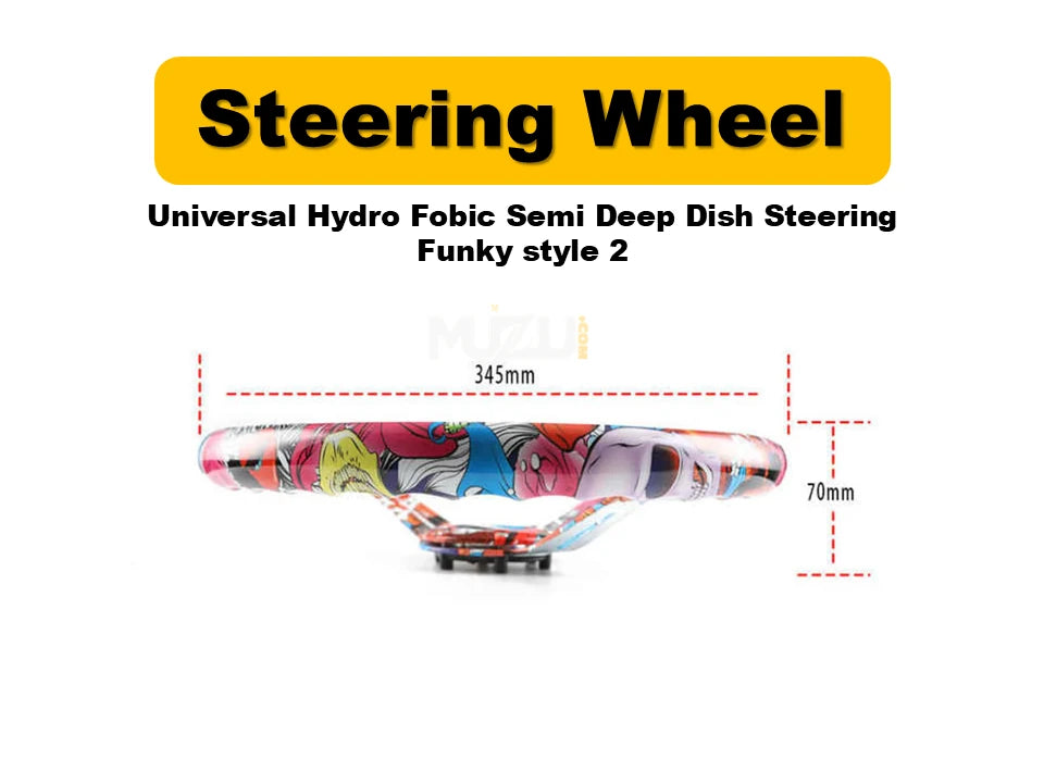 Universal Hydro Fobic Semi Deep Dish Steering Wheel – Funky Style 2, Sporty & Stylish Design