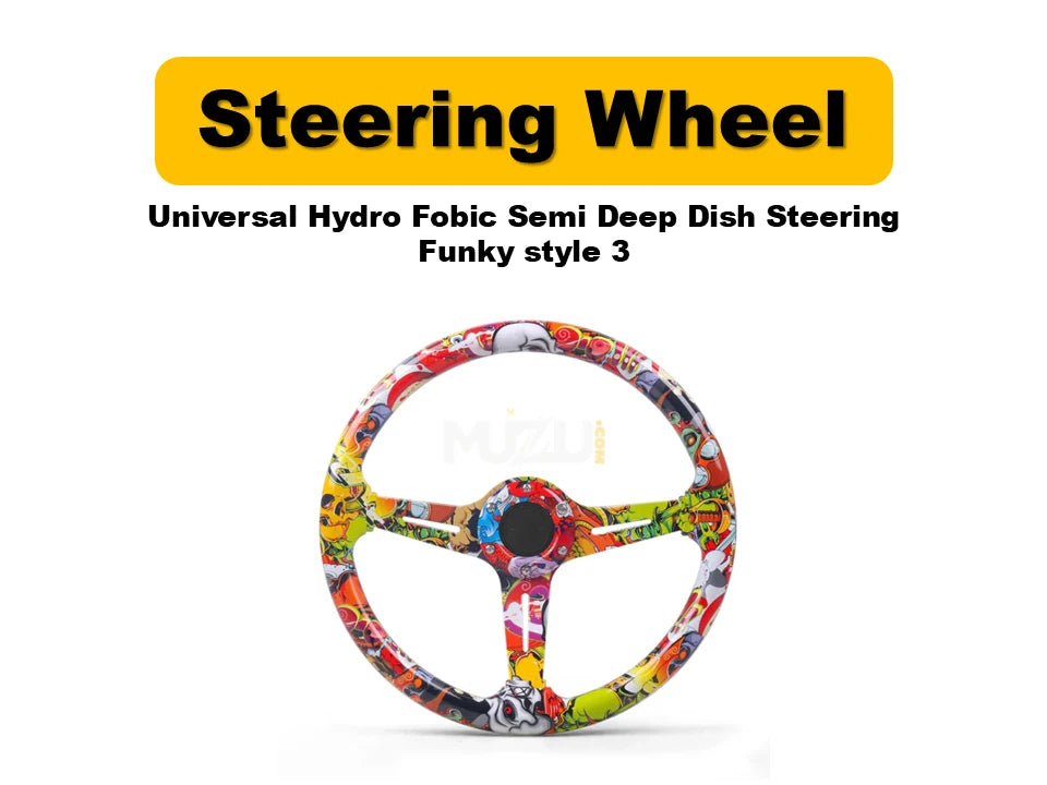 Universal Hydro Fobic Semi Deep Dish Steering Wheel – Funky Style 3, Sport & Comfort