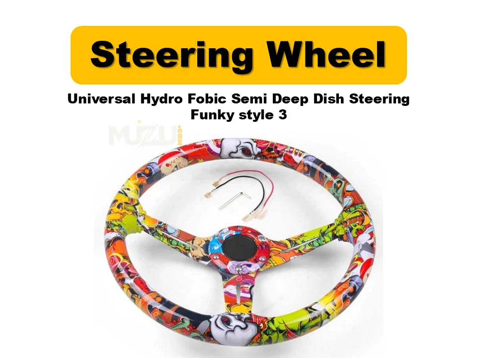 Universal Hydro Fobic Semi Deep Dish Steering Wheel – Funky Style 3, Sport & Comfort