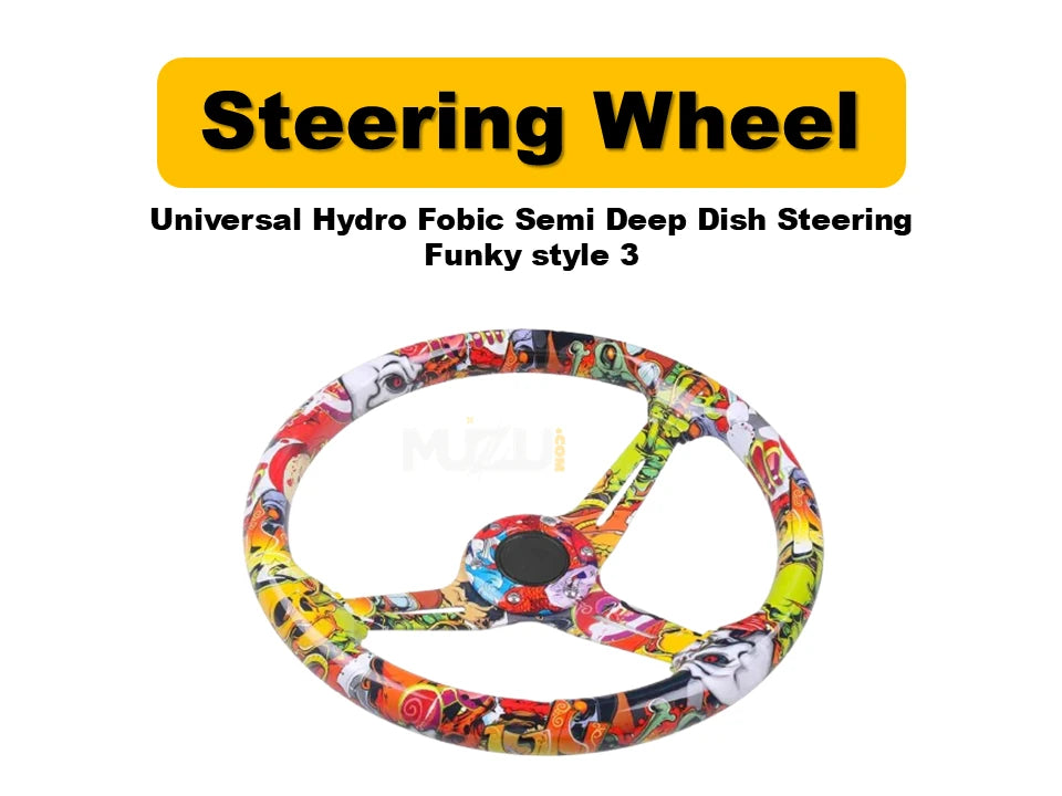 Universal Hydro Fobic Semi Deep Dish Steering Wheel – Funky Style 3, Sport & Comfort