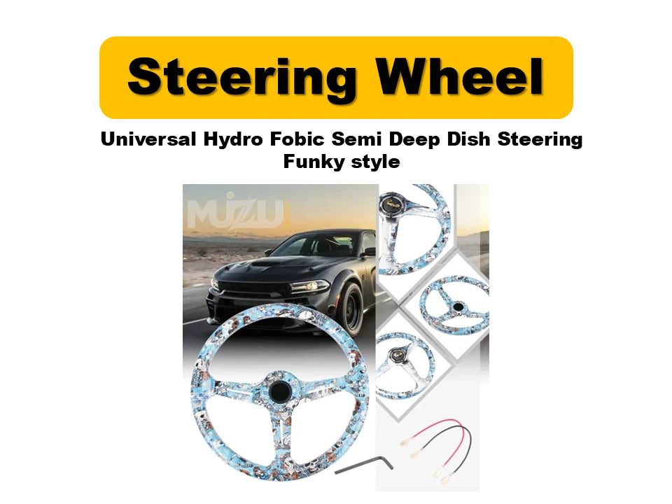 Universal Hydro Foobic Semi Deep Dish Steering Wheel – Funky Style Sports Design