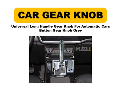 Universal Long Handle Gear Knob – Automatic Car Gear Shift Knob with Button (Grey)