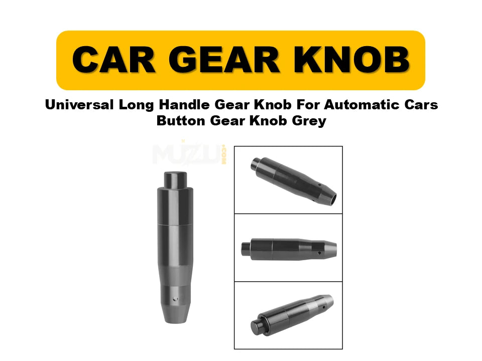 Universal Long Handle Gear Knob – Automatic Car Gear Shift Knob with Button (Grey)