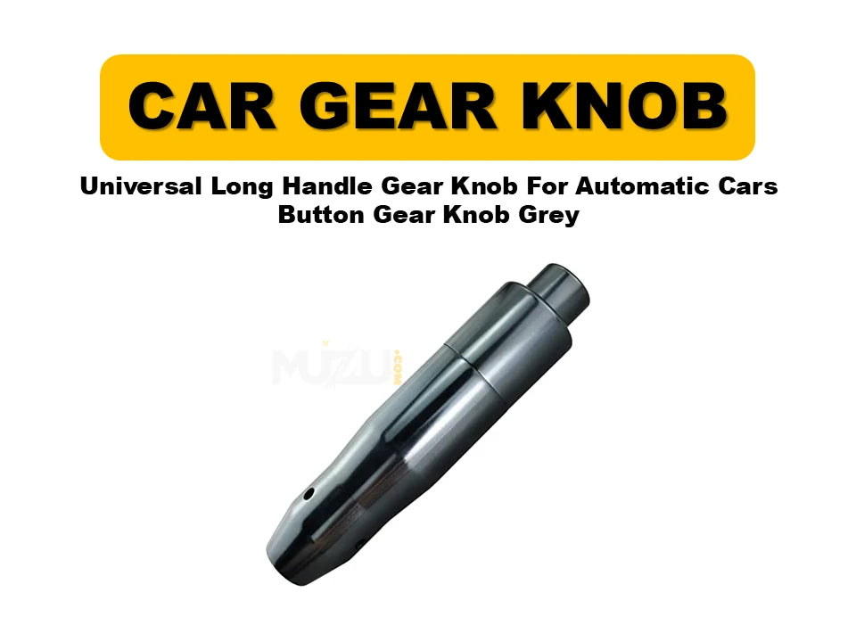 Universal Long Handle Gear Knob – Automatic Car Gear Shift Knob with Button (Grey)