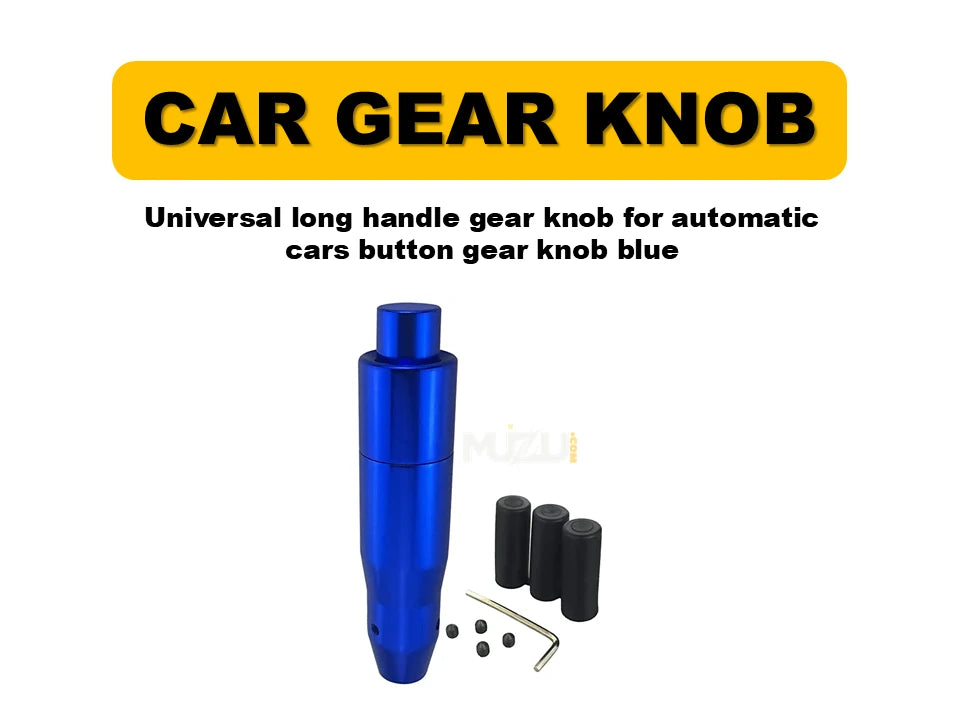 Universal Long Handle Gear Knob – Automatic Car Gear Shift Knob with Button (Blue)