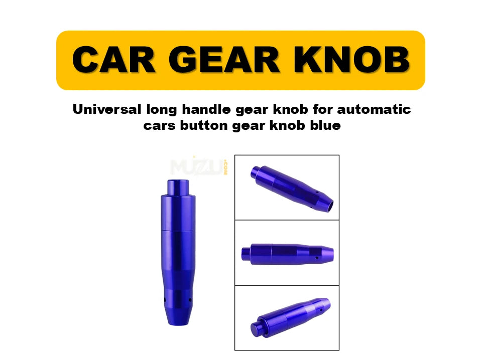 Universal Long Handle Gear Knob – Automatic Car Gear Shift Knob with Button (Blue)