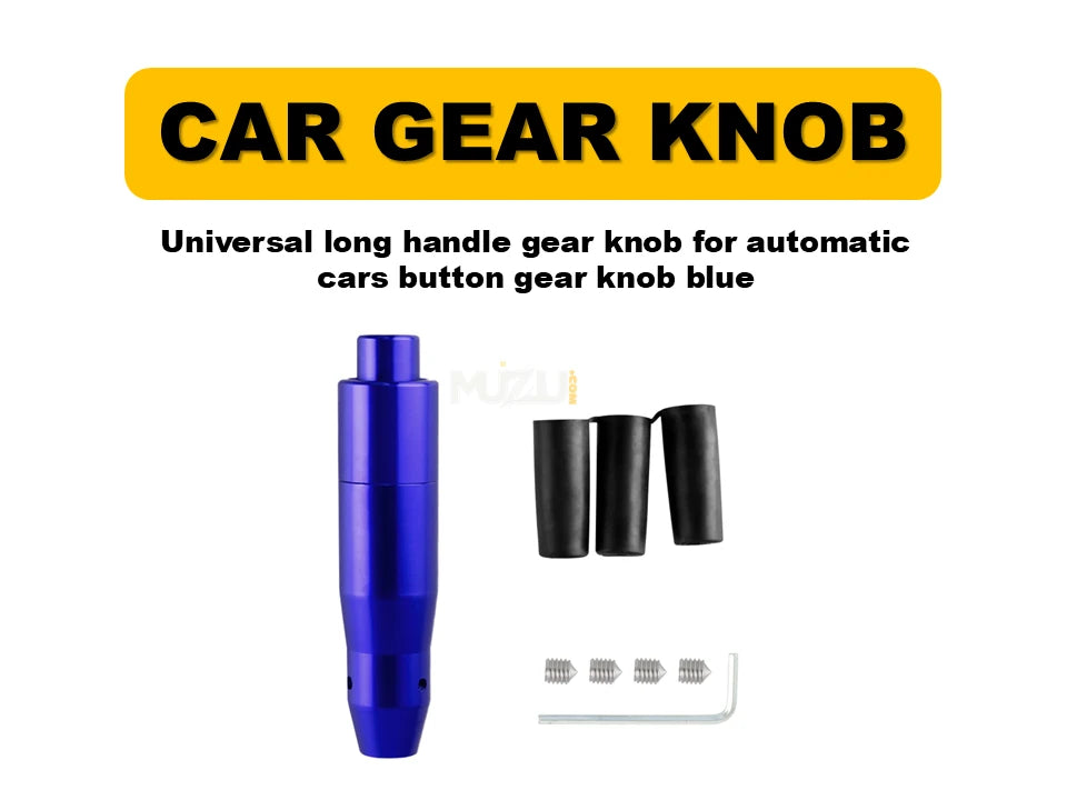 Universal Long Handle Gear Knob – Automatic Car Gear Shift Knob with Button (Blue)