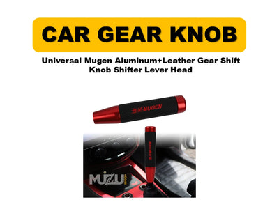 Universal Mugen Aluminium + Leather Gear Shift Knob – Shifter Lever Hea