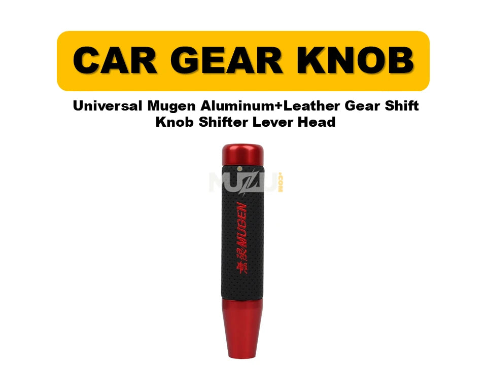 Universal Mugen Aluminium + Leather Gear Shift Knob – Shifter Lever Hea