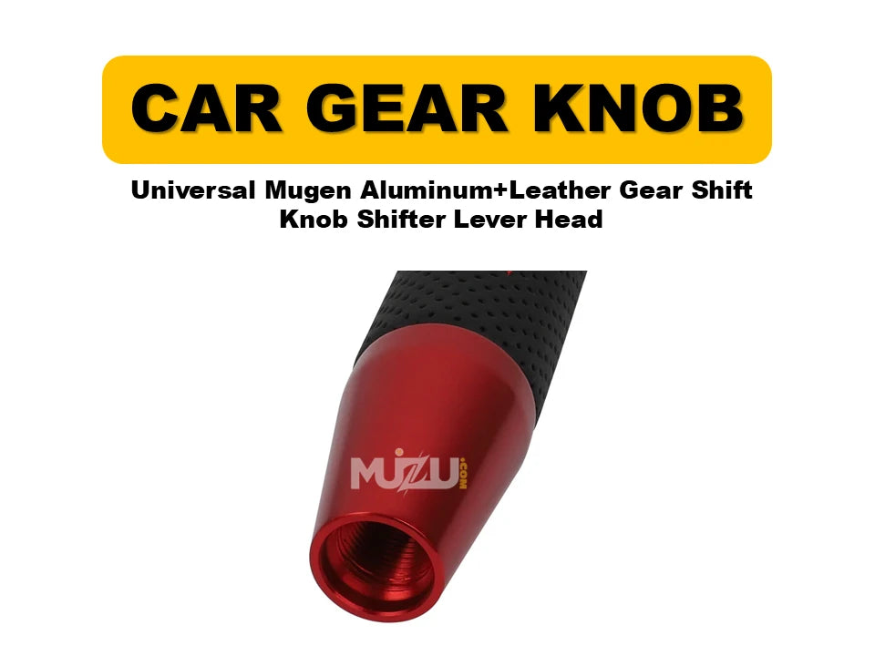 Universal Mugen Aluminium + Leather Gear Shift Knob – Shifter Lever Hea