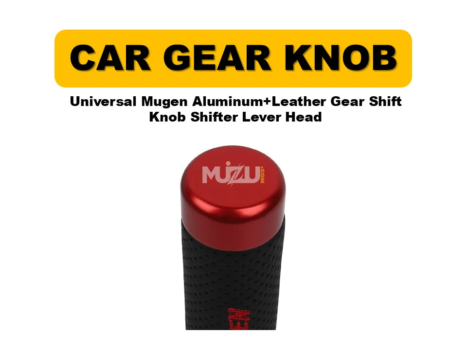 Universal Mugen Aluminium + Leather Gear Shift Knob – Shifter Lever Hea