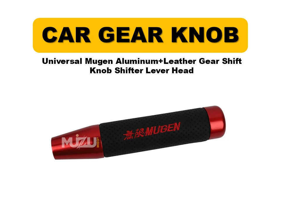 Universal Mugen Aluminium + Leather Gear Shift Knob – Shifter Lever Hea