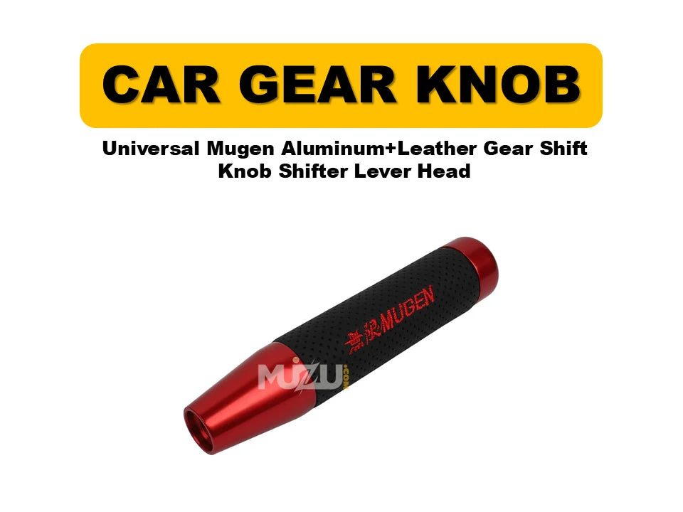 Universal Mugen Aluminium + Leather Gear Shift Knob – Shifter Lever Hea