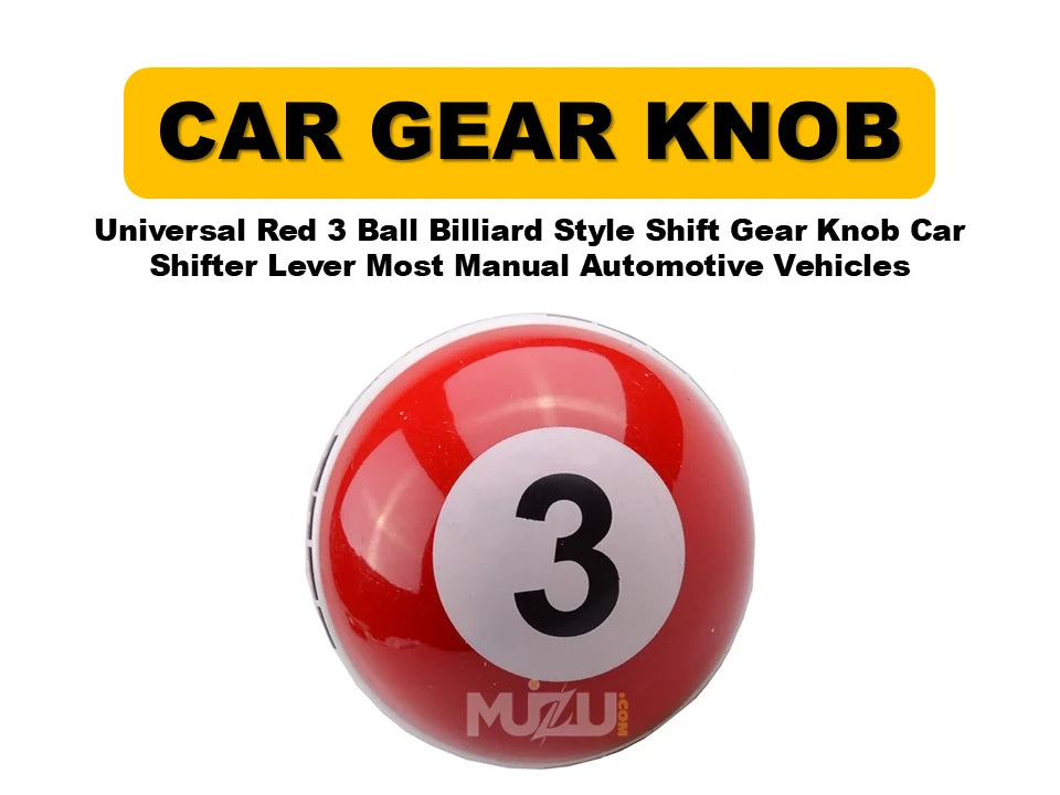 Universal Red 3-Ball Billiard Style Gear Shift Knob β Car Shifter Lever for Manual Vehicles