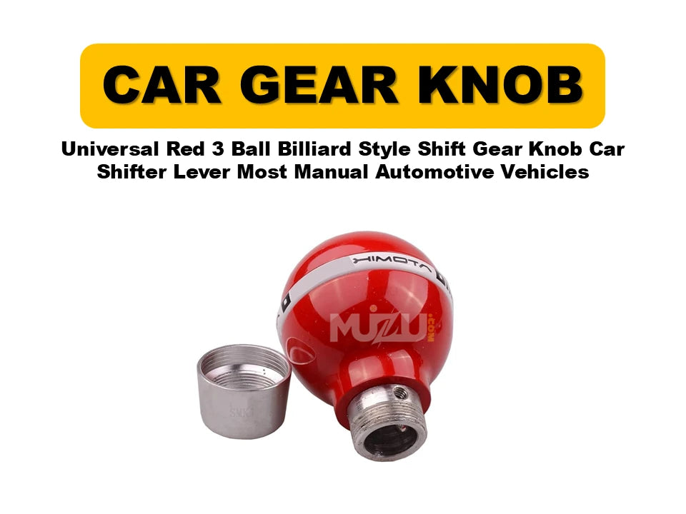 Universal Red 3-Ball Billiard Style Gear Shift Knob β Car Shifter Lever for Manual Vehicles