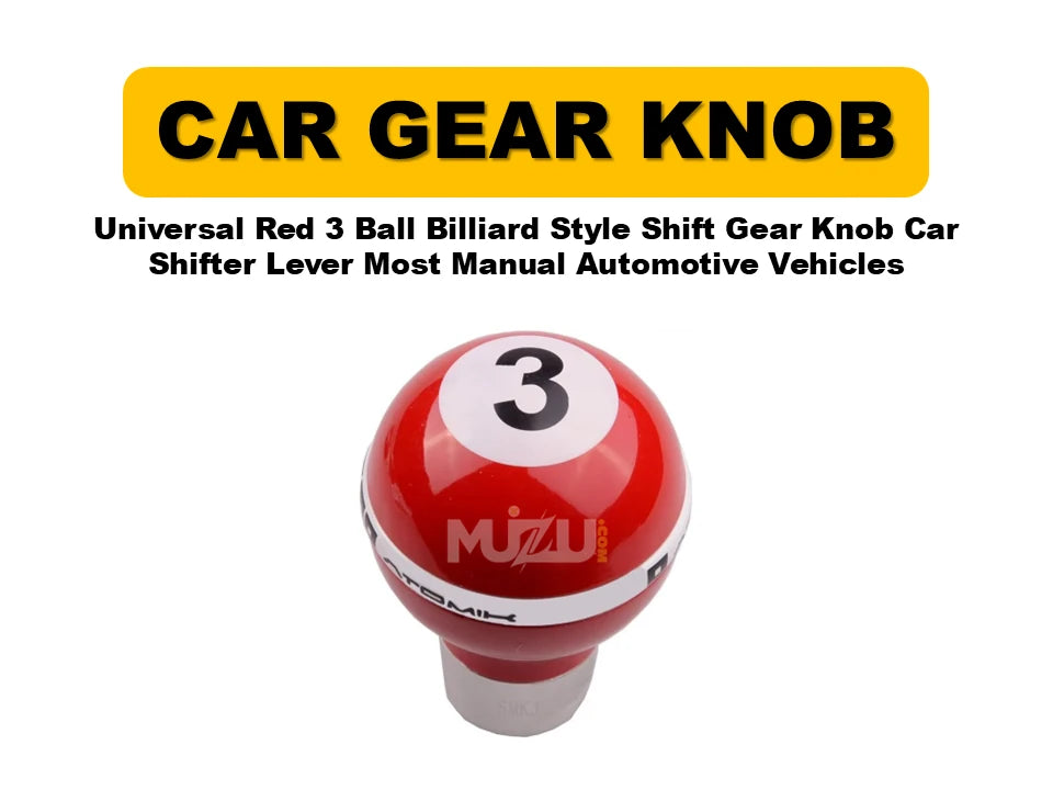 Universal Red 3-Ball Billiard Style Gear Shift Knob β Car Shifter Lever for Manual Vehicles