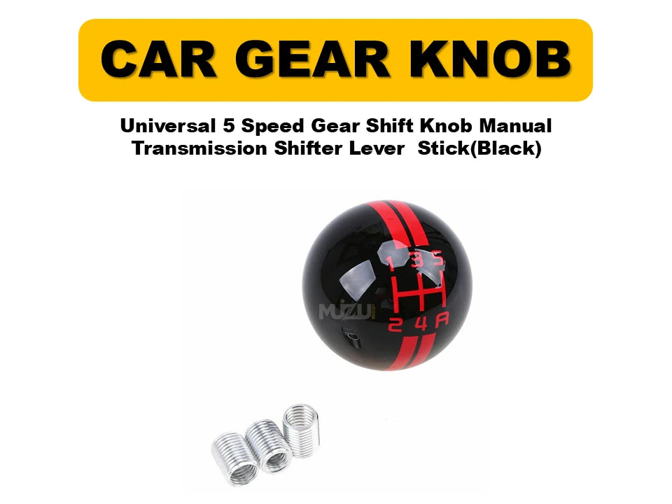 Universal 5 Speed Gear Shift Knob – Black Manual Transmission Shifter Lever Stick