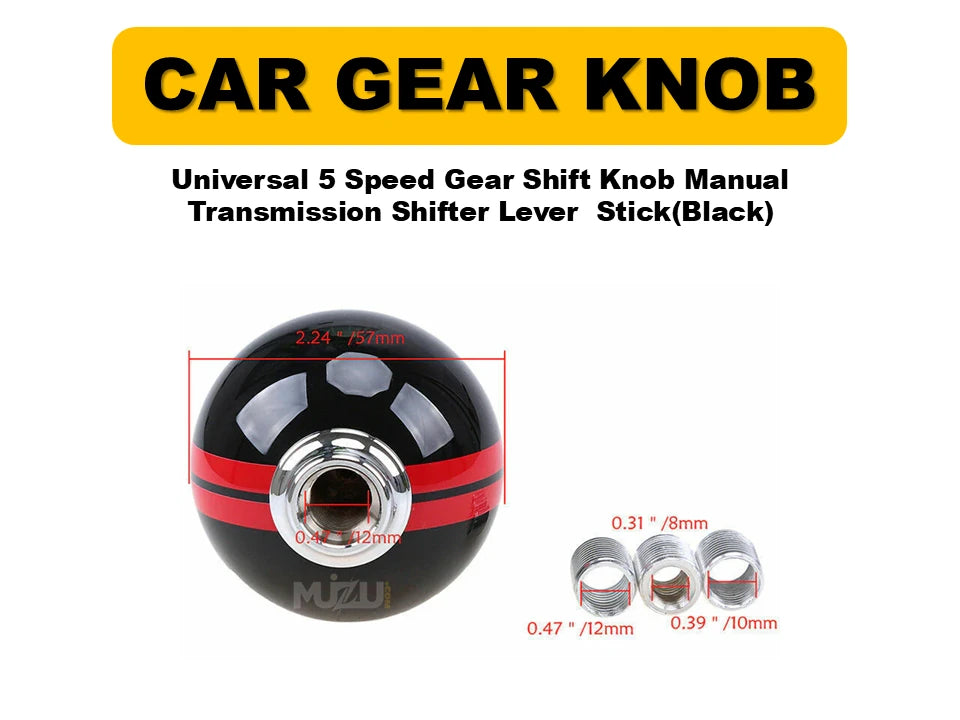 Universal 5 Speed Gear Shift Knob – Black Manual Transmission Shifter Lever Stick