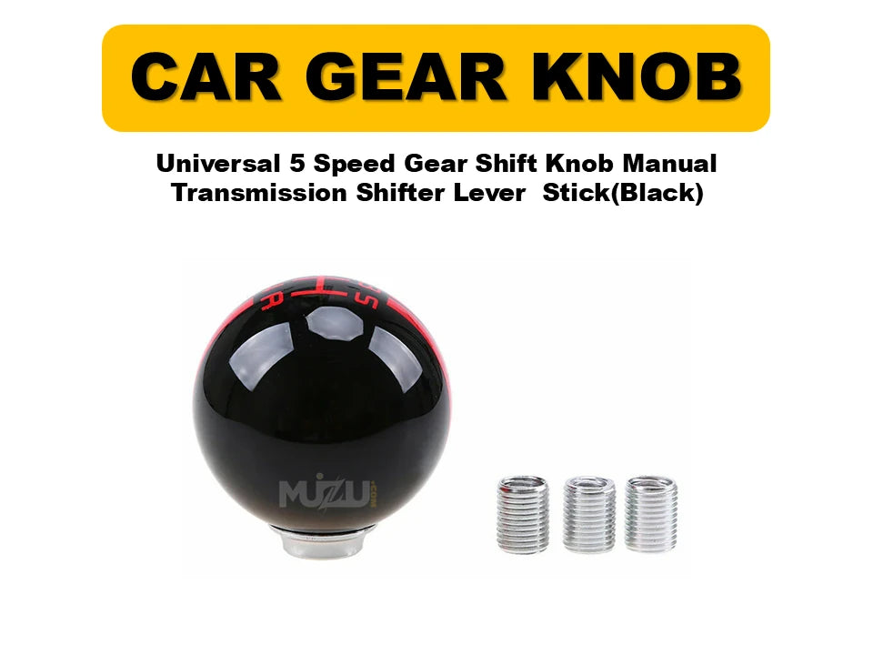Universal 5 Speed Gear Shift Knob – Black Manual Transmission Shifter Lever Stick