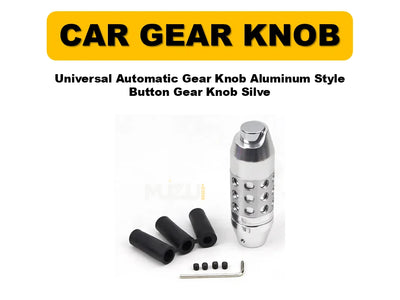 Universal Automatic Gear Knob – Aluminium Style Button Shift Knob (Silver)