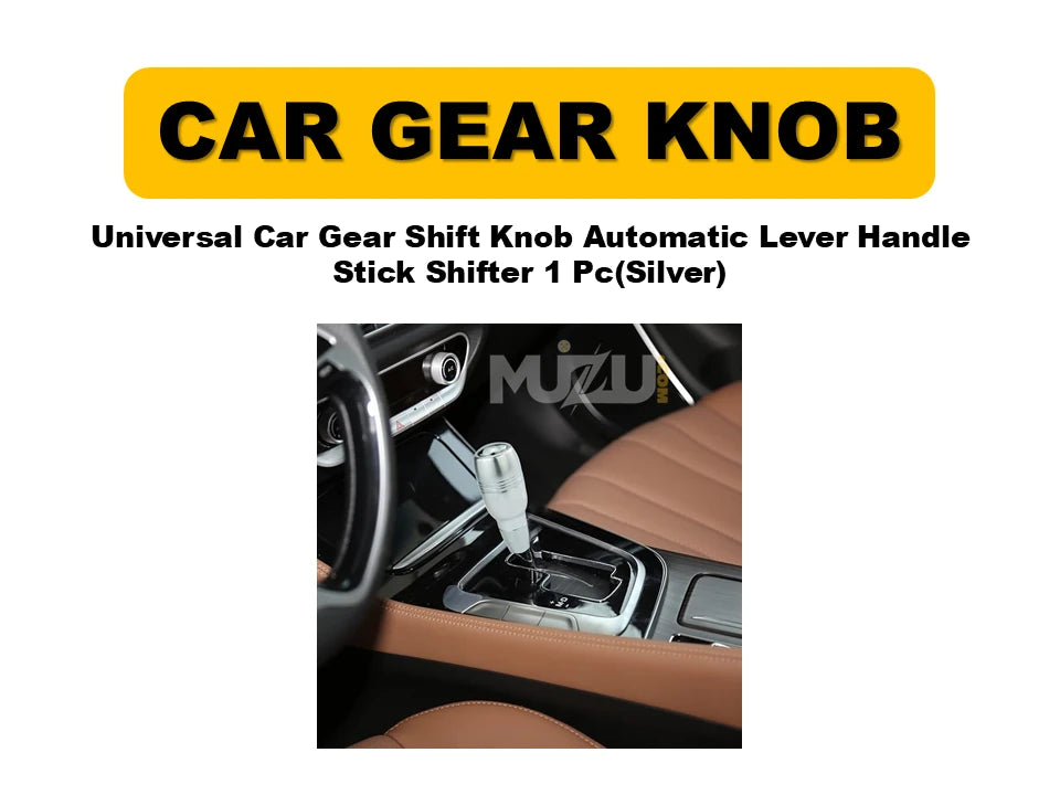 Universal Automatic Gear Shift Knob – Aluminium Style Lever Handle Stick Shifter (Silver, 1 Pc)