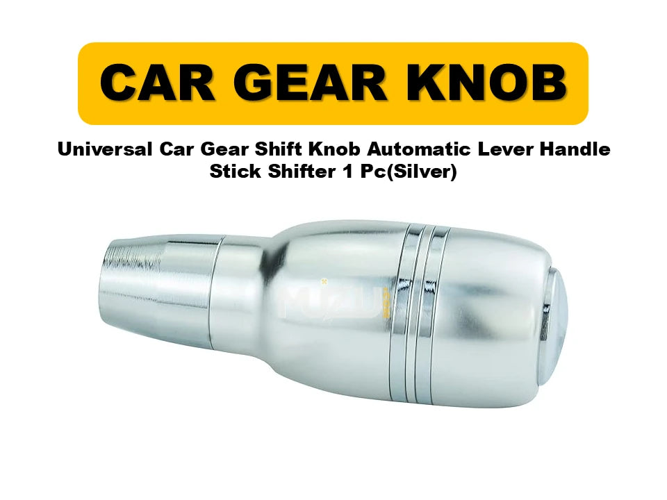 Universal Automatic Gear Shift Knob – Aluminium Style Lever Handle Stick Shifter (Silver, 1 Pc)