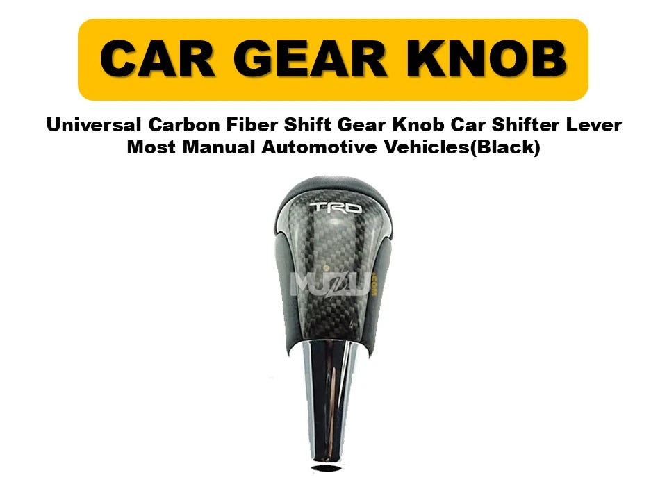 Universal Carbon Fiber Shift Gear Knob (Black) – Car Shifter Lever for Manual Vehicles