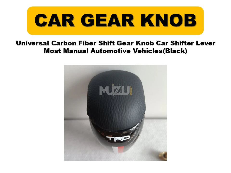 Universal Carbon Fiber Shift Gear Knob (Black) – Car Shifter Lever for Manual Vehicles