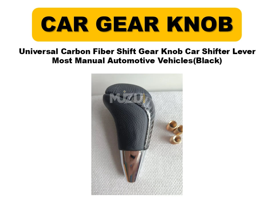 Universal Carbon Fiber Shift Gear Knob (Black) – Car Shifter Lever for Manual Vehicles