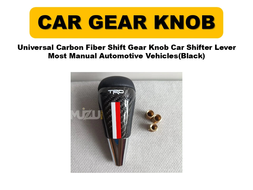 Universal Carbon Fiber Shift Gear Knob (Black) – Car Shifter Lever for Manual Vehicles