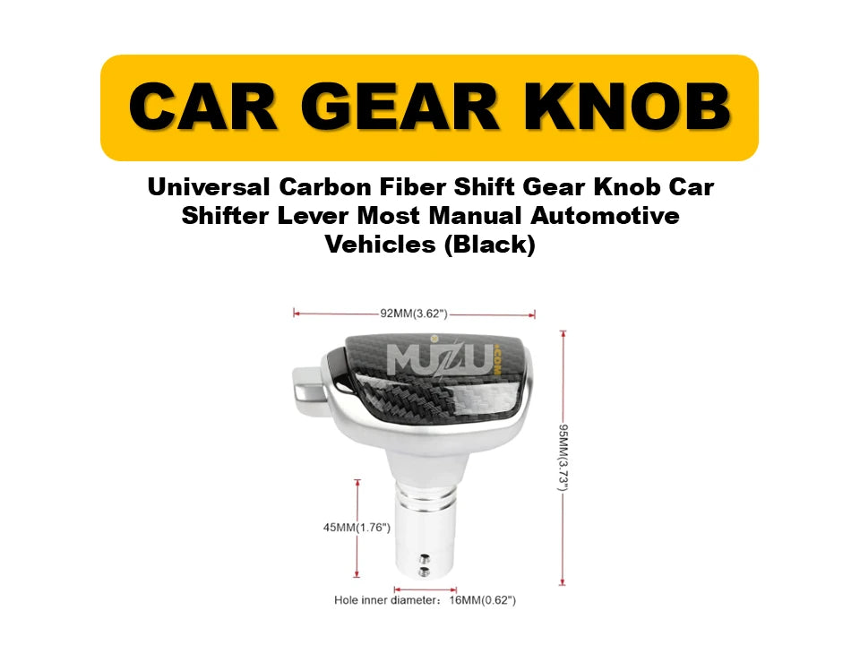 Universal Carbon Fiber Shift Gear Knob – Black Car Shifter Lever for Manual Vehicles