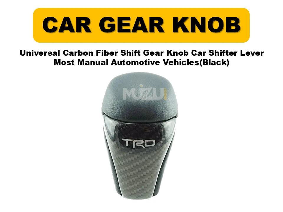 Universal Carbon Fiber Shift Gear Knob (Black) – Car Shifter Lever for Manual Vehicles