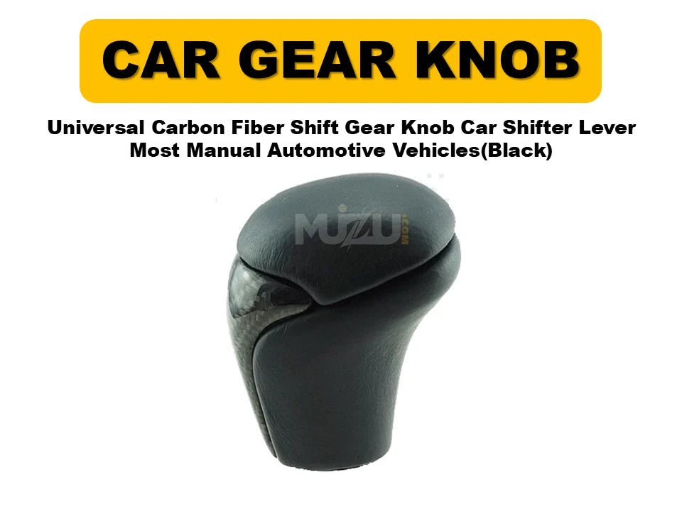 Universal Carbon Fiber Shift Gear Knob (Black) – Car Shifter Lever for Manual Vehicles