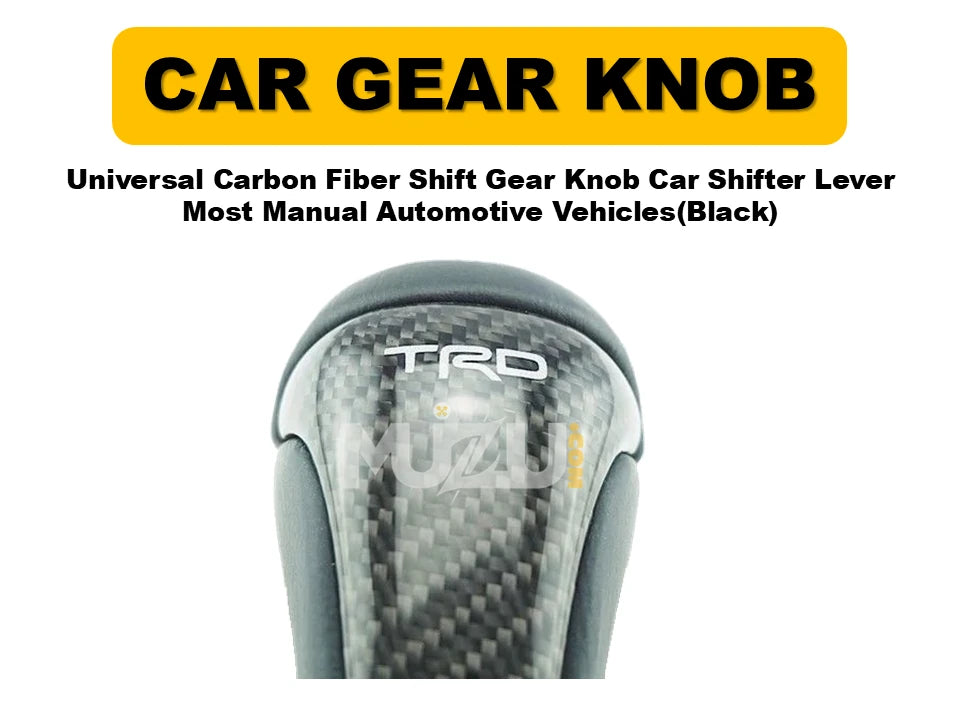 Universal Carbon Fiber Shift Gear Knob (Black) – Car Shifter Lever for Manual Vehicles
