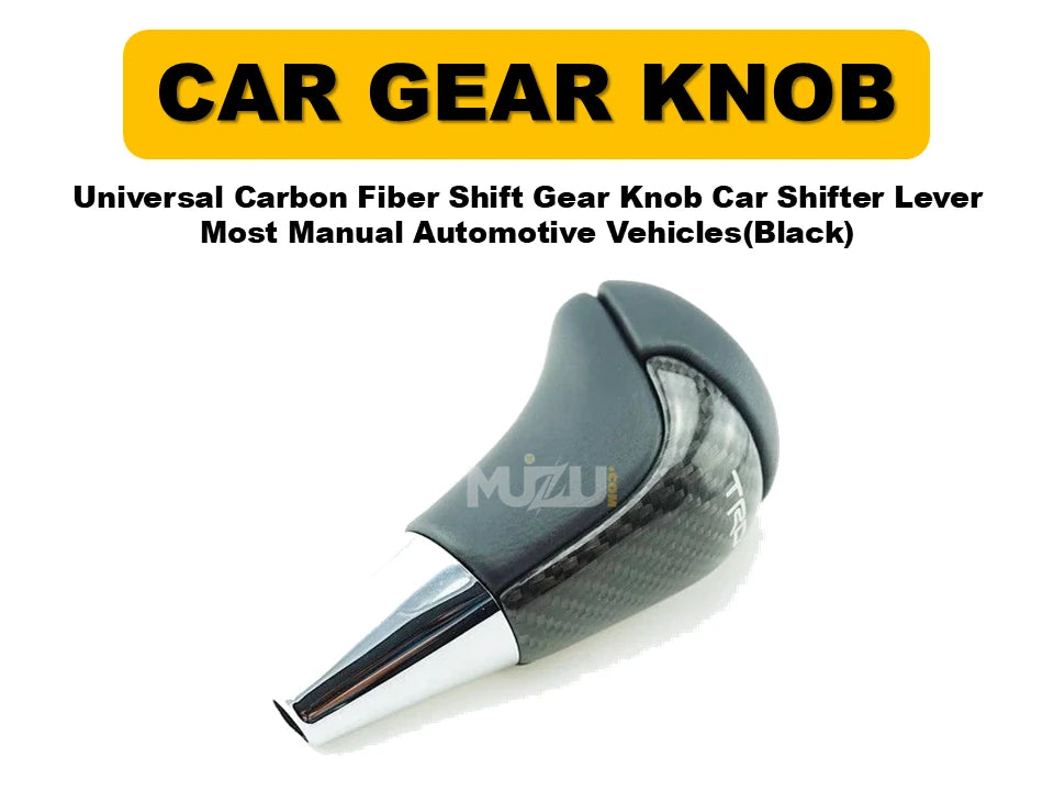 Universal Carbon Fiber Shift Gear Knob (Black) – Car Shifter Lever for Manual Vehicles