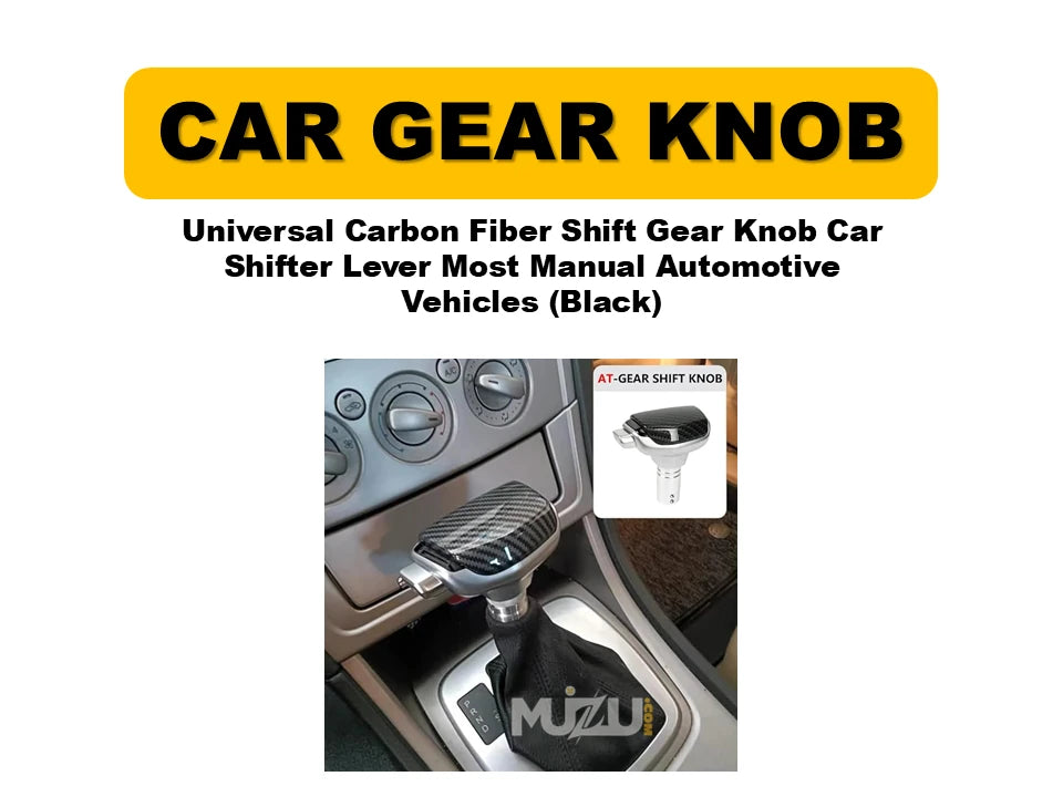 Universal Carbon Fiber Shift Gear Knob – Black Car Shifter Lever for Manual Vehicles