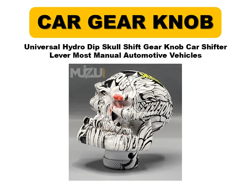 Universal Hydro Dip Skull Gear Shift Knob – Car Shifter Lever for Most Manual Vehicles