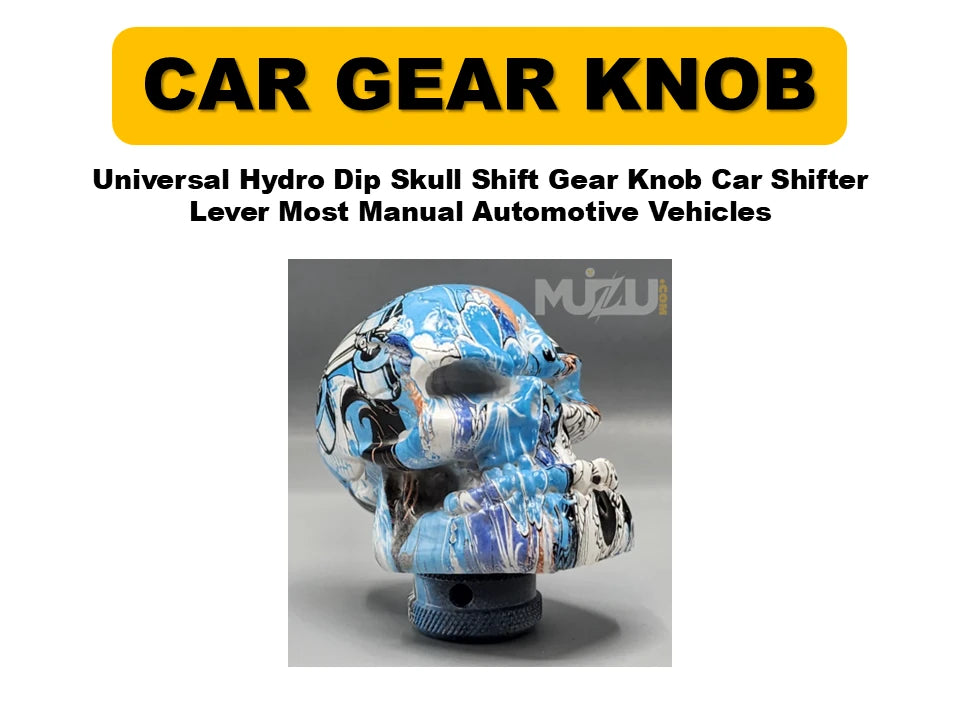 Universal Hydro Dip Skull Shift Gear Knob – Car Shifter Lever for Most Manual Vehicles