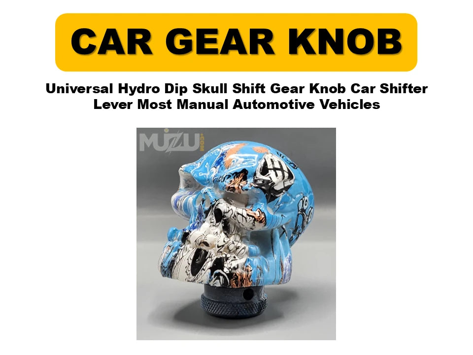 Universal Hydro Dip Skull Shift Gear Knob – Car Shifter Lever for Most Manual Vehicles