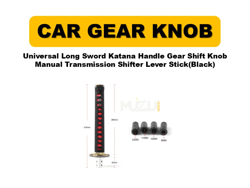 Universal Long Sword Katana Handle Gear Shift Knob – Manual Transmission Shifter Lever Stick (Black)