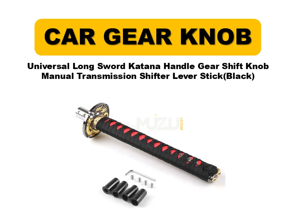 Universal Long Sword Katana Handle Gear Shift Knob – Manual Transmission Shifter Lever Stick (Black)
