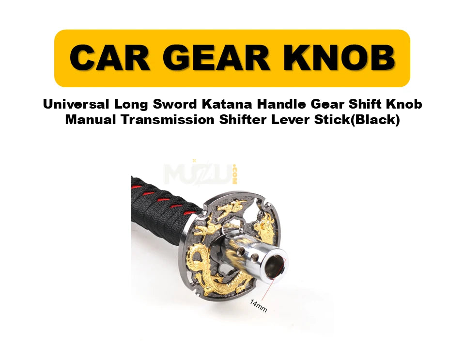 Universal Long Sword Katana Handle Gear Shift Knob – Manual Transmission Shifter Lever Stick (Black)