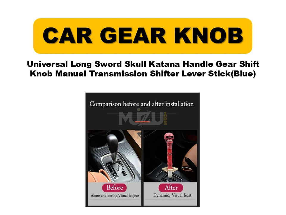 Universal Long Sword Skull Katana Handle Gear Shift Knob – Manual Transmission Shifter Lever Stick (Red)