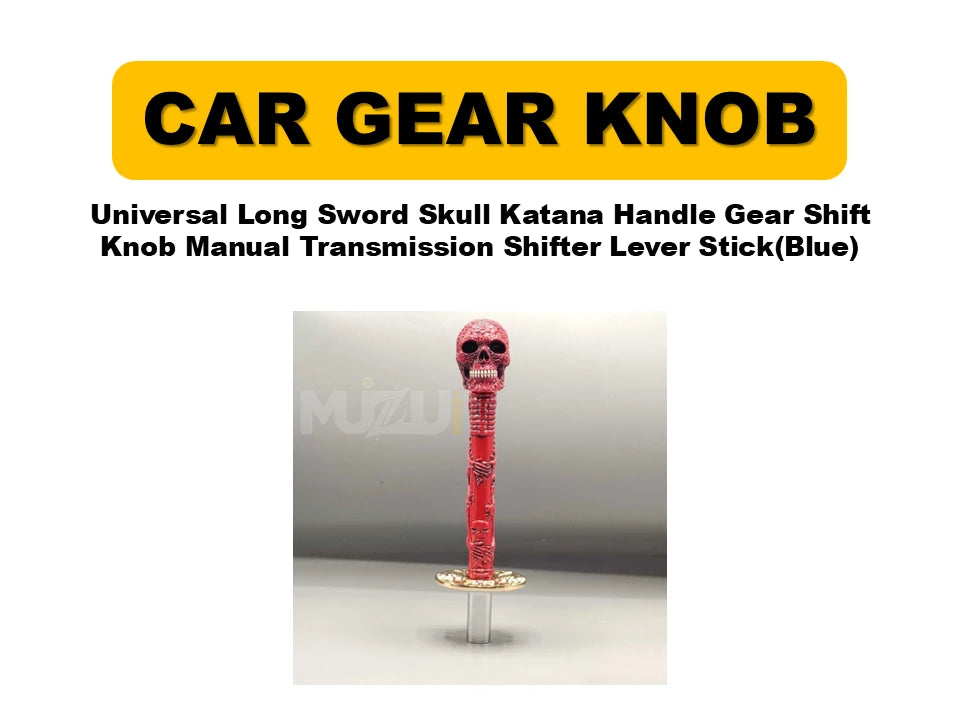 Universal Long Sword Skull Katana Handle Gear Shift Knob – Manual Transmission Shifter Lever Stick (Red)