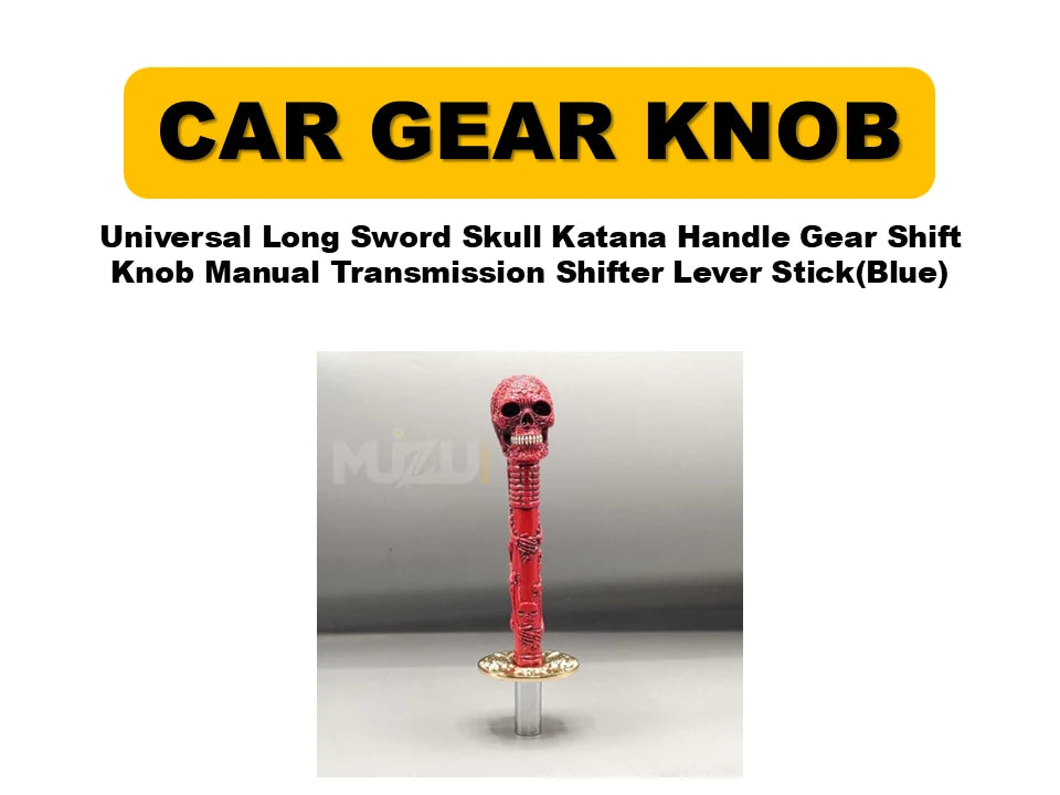Universal Long Sword Skull Katana Handle Gear Shift Knob – Manual Transmission Shifter Lever Stick (Red)